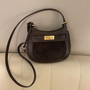 Tory Burch grey crocodile over the shoulder bag